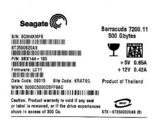 Seagate 500Gb SATA Hard Drive