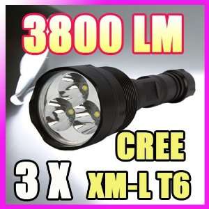  Super Bright Black Color 5 Modes 3800Lm 3X CREE XM L T6 