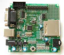   AVR board ISP USB joystick audio SD card RS232 LEDs AT90USB  
