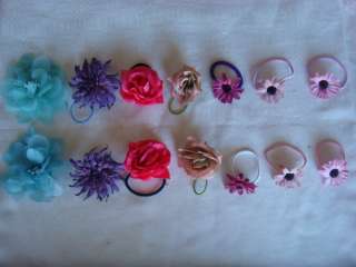 Pick your color pair of elastic flower hair scrunchies  