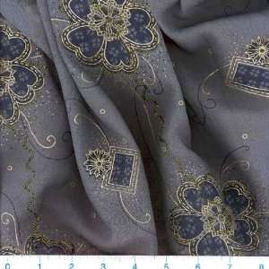  45 Wide Embroidered Crinkle Sheer Cinsiah Cadet Fabric 
