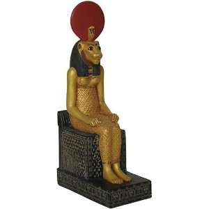  Seated Sekhmet Statue, Gold and Color Details