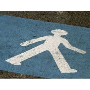  Pedestrian Crosswalk Symbol Painted onto Pavement 