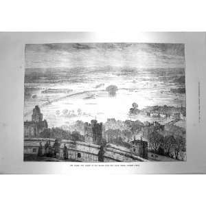  1873 Floods Valley River Thames Windsor Castle London 