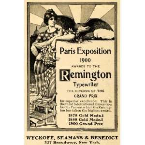  1900 Ad Wyckoff Seamans Remington Typewriter US Eagle 