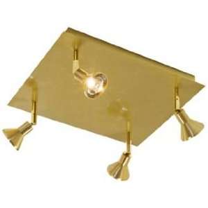   Brushed Brass 4 Spotlight Square Ceiling Fixture