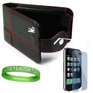  Flip Case, Red Stitching with Belt Clip for Apple iPhone 3G+Custom 