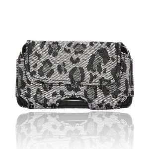 For iPod Touch 4 Horizontal Pouch Case BLACK LEOPARD 