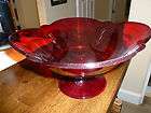 Paden City Ruby Red Glass Bowl   Crows Foot   Console 