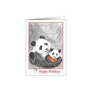  Happy Holidays Panda Mom & baby Card Health & Personal 