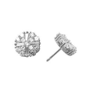   Silver 11mm round Iced Out custom cut CZ Earrings (Free Ship+giftbox