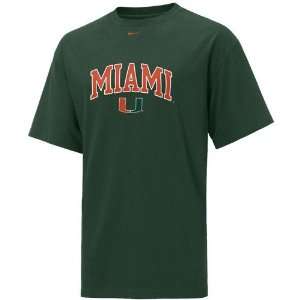  Nike Miami Hurricanes Green Classic Tackle T shirt Sports 