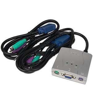    2 Port Auto KVM Switch w/Audio & Built in Cables Electronics