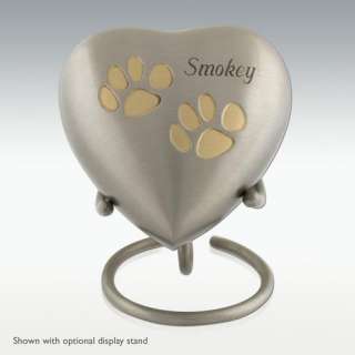 Bronze Keepsake Heart With Paws Cremation Urn   Engravable   Free 
