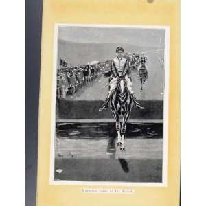  Marmion Leads At Brook Sketches Horse Racing Old Print 