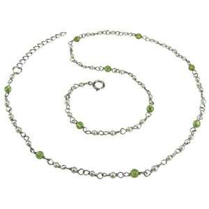   Peridot Platinum Overlay Sterling Silver Necklace 16 Dahlia Jewelry