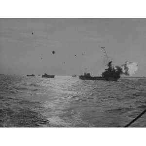  American Battleship Firing its Big Guns Photographic 