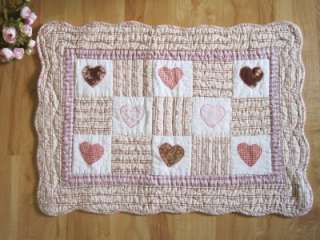 Chic Love Heart Patchwork Quilted Cotton Mat Rug 70CM  