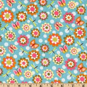  45 Wide Lily Pond Butterflies Blue Fabric By The Yard 