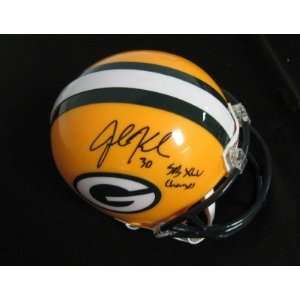 John Kuhn Autographed Mini Helmet   SBXLV Champs JSA   Autographed NFL 