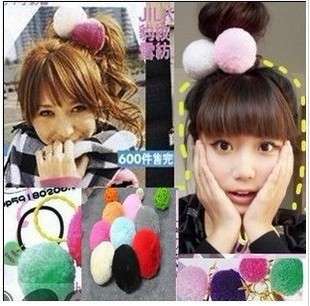 New Popular Cute Large Plush Ball Hair Ring Rope  