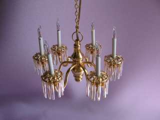 dollhouse doll house miniature ELECTRIC CRYSTAL CHANDELIER LAMP  