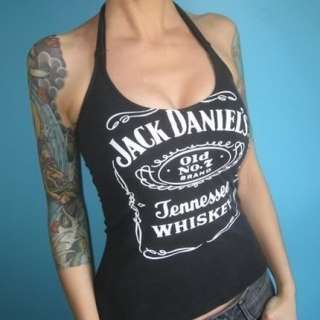   medium or large amazing up cycled jack daniels halter top made from