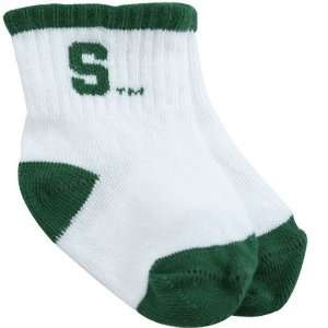 Michigan State Spartans White Infant Bootie Socks Sports 