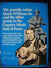 HANK WILLIAMS JR. Salutes HANK SR. Vintage PROMO AD