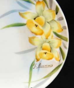 Nippon HP Signed Y Dunn Daffodil Plate Porcelain  