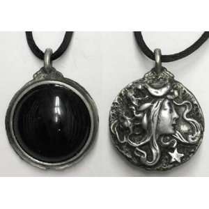  Pewter Moon Goddess Pendant with Black Onyx Everything 