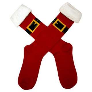  Santas Buckle Red Novelty Christmas Socks Clothing