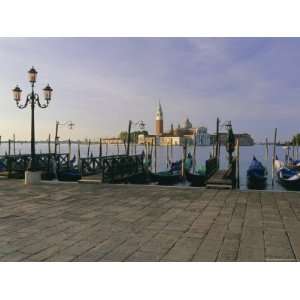 Gondolas Moored with the Island of San Giorgio Maggiore Beyond, Venice 