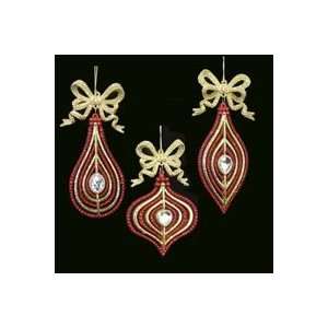  Club Pack of 24 Red and Gold Gem Drop, Finial and Onion 
