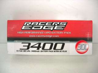 Racers Edge 11.1V 30C 3400 3S Lipo Battery w TRX Plug  