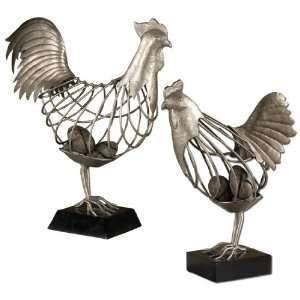  Set of 2 Decorative Chicken Accents