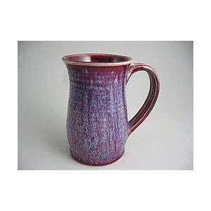  Handmade pottery wide coffee mug   runny red Jason 