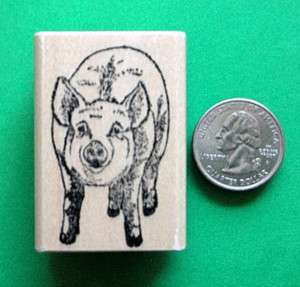 Pig Rubber Stamp, Wood Mounted  