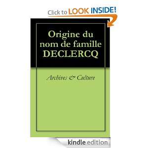 Origine du nom de famille DECLERCQ (Oeuvres courtes) (French Edition 