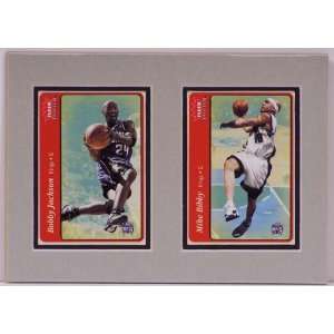 Two Sacramento Kings Trading Cards Framed as a 5 x7 Matted Print 