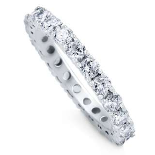 STERLING SILVER 925 ROUND CZ ETERNITY BAND RING SZ 7  