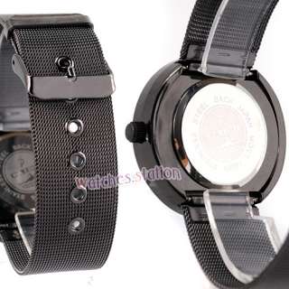   Dial Gray Stainless Band Mens Rotary Quartz Wrist Watch Gift One Hand