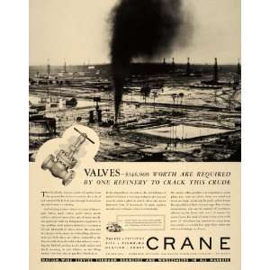  1939 Ad Crane Valves Oil Well Field Derricks Refinery 