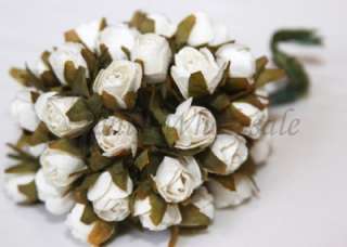 White Dry Look Mini Paper Rose Bud (144 Flowers)  
