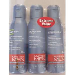   Shampoo for Men, 3pc, 4.2oz, Clean Rush, Style Power & Active Control