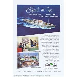  1957 Delta Lines Resort At Sea Cruise Ships Vintage Ad 