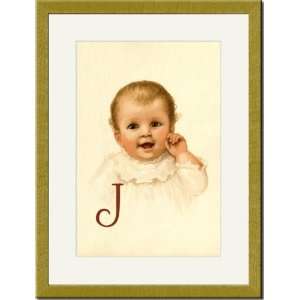 Gold Framed/Matted Print 17x23, Baby Face J 