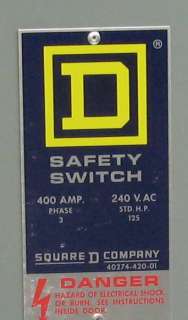   Square D Safety Switch Panel   400A 3 Phase   240V   QMB325W  