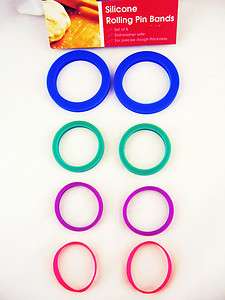 Silicone Rolling Pin Pastry Dough Bands Spacer Rings 4 sizes NEW 