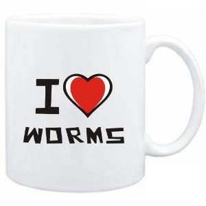  Mug White I love Worms  Animals